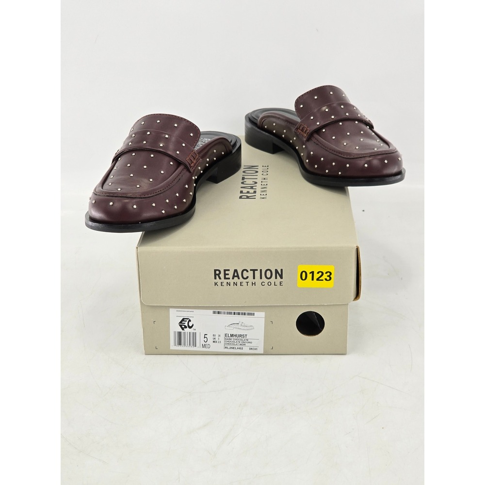 Kenneth Cole Reaction Elmhurst Mules Womens 5 Dark Chocolate Studded - Excellent